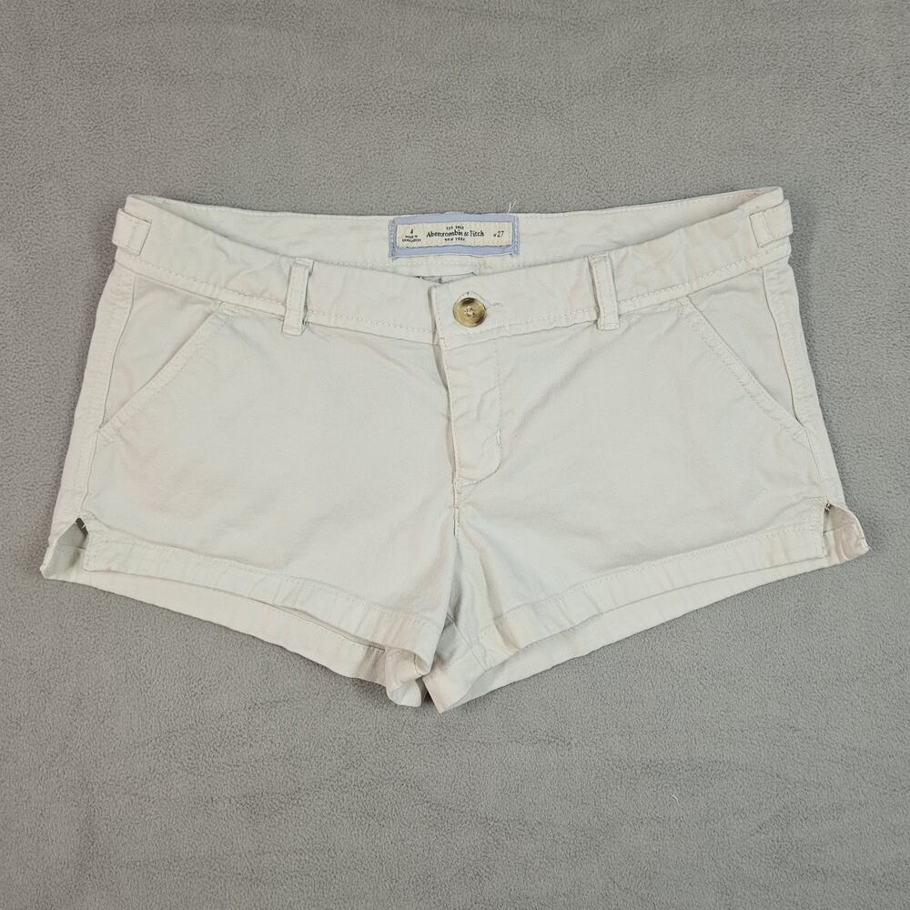 Y2K Abercrombie & Fitch Shorts Womens 4 Chino Micro Mini Khaki Low Rise Preppy